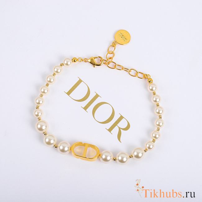 Dior 30 Montaigne Bracelet Gold-Finish Metal White Resin Pearls - 1