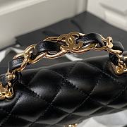 Chanel Flap Bag Top Handle Black Lambskin 17x9.5x4cm - 6