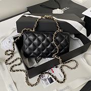 Chanel Flap Bag Top Handle Black Lambskin 17x9.5x4cm - 3