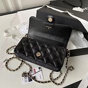 Chanel Flap Bag Top Handle Black Lambskin 17x9.5x4cm - 2