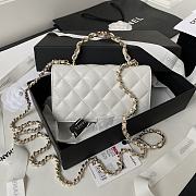 Chanel Flap Bag Top Handle White Lambskin 17x9.5x4cm - 3