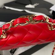 Chanel Flap Bag Top Handle Red Lambskin 17x9.5x4cm - 6