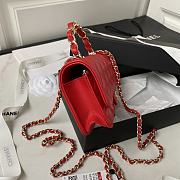 Chanel Flap Bag Top Handle Red Lambskin 17x9.5x4cm - 5