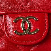 Chanel Flap Bag Top Handle Red Lambskin 17x9.5x4cm - 4