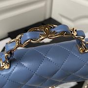 Chanel Flap Bag Top Handle Blue Lambskin 17x9.5x4cm - 5