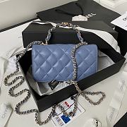 Chanel Flap Bag Top Handle Blue Lambskin 17x9.5x4cm - 2