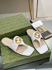 Gucci White Blondie Leather Sandal - 1