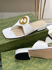 Gucci White Blondie Leather Sandal - 5