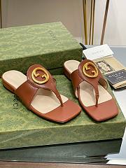 Gucci Brown Blondie Leather Sandal - 1