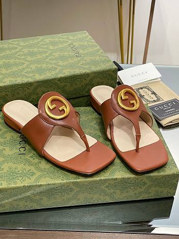 Gucci Brown Blondie Leather Sandal