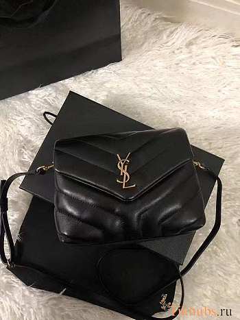 YSL Mini LouLou Toy Bag Black Gold 20x4x14cm