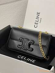 Celine Chain Shoulder Bag Cuir Triomphe Black Gold Chain 20.5x10.5x4cm - 1