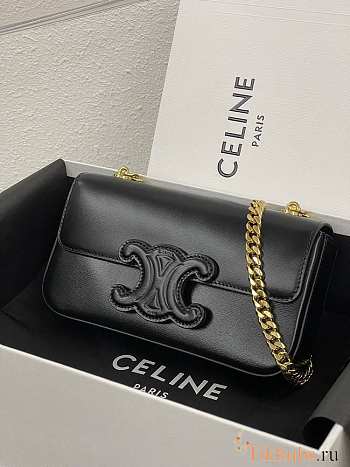 Celine Chain Shoulder Bag Cuir Triomphe Black Gold Chain 20.5x10.5x4cm