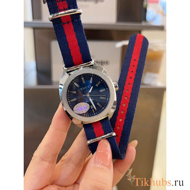 Gucci GG2570 Swiss Blue-Red-Blue Web Nylon Strap Watch 41mm - 1