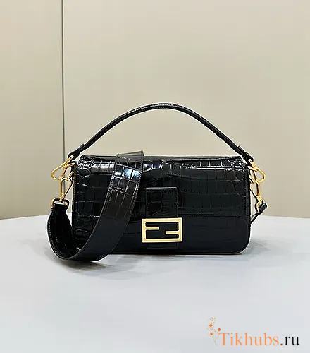 Fendi Baguette Black Crocodile Bag 27x6x16cm - 1