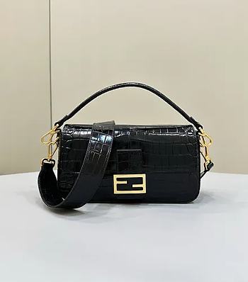 Fendi Baguette Black Crocodile Bag 27x6x16cm