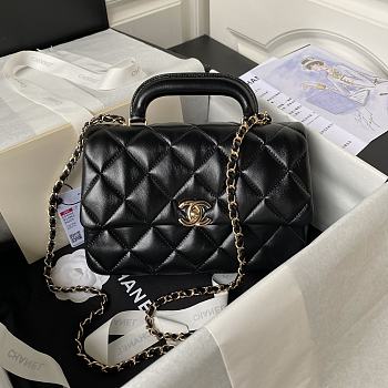 Chanel 24c Medium Flap Shoulder Bag Black 25cm