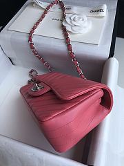 Chanel Flap Bag Chevron Lambskin Pink Silver 20cm - 6