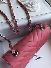 Chanel Flap Bag Chevron Lambskin Pink Silver 20cm - 5