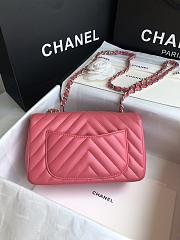 Chanel Flap Bag Chevron Lambskin Pink Silver 20cm - 2