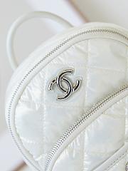 Chanel Backpack Nylon Fabric & Silver Alloy White 22 × 18 × 10 cm - 5