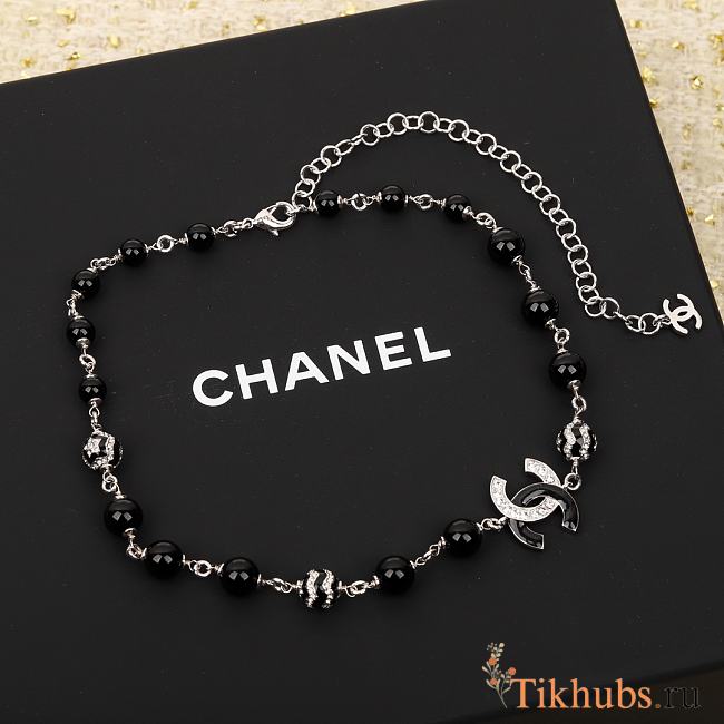 Chanel Black Silver Necklace - 1