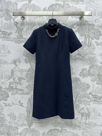 Louis Vuitton LV Chain Fitted Dress Navy Blue