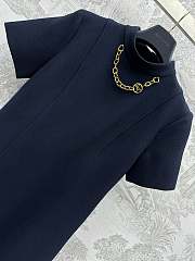 Louis Vuitton LV Chain Fitted Dress Navy Blue - 3