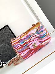 Chanel Mini Flap Bag Satin Sequins Gold Yellow Purple Pink 20x12x6cm - 1