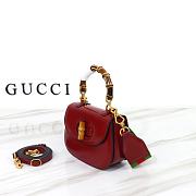 Gucci Mini Top Handle Bag With Bamboo Red 17x12x7.5cm - 6