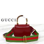 Gucci Mini Top Handle Bag With Bamboo Red 17x12x7.5cm - 5