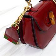 Gucci Mini Top Handle Bag With Bamboo Red 17x12x7.5cm - 4