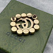 Gucci Metal Double G Brooch With Crystals - 3