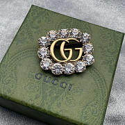 Gucci Metal Double G Brooch With Crystals - 2