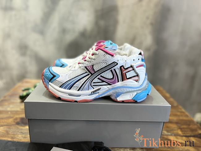 Balenciaga Runner Sneaker White, Blue, Pink - 1