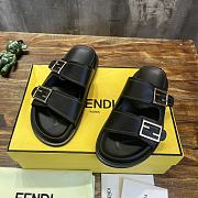 Fendi Feel Black Leather Slides - 2