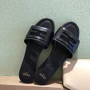 Fendi Baguette Black Leather Slides Black - 5