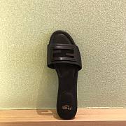 Fendi Baguette Black Leather Slides Black - 3