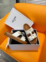 Celine White Leather Sandals - 4