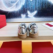 Valentino Garavani Sneakers Laminated Leather Silver - 4