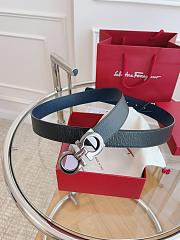 Ferragamo Black Silver Belt 3.5cm - 5