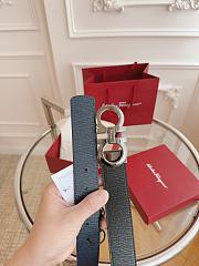 Ferragamo Black Silver Belt 3.5cm - 4