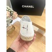 Chanel Espadrilles Glittered Cotton Tweed & Lambskin White - 4