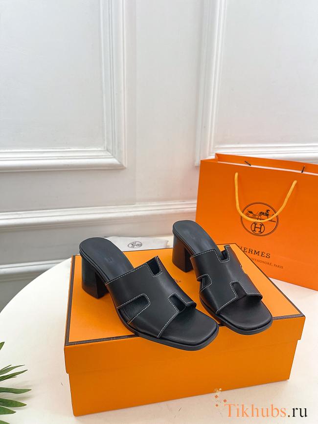 Hermes Helia Sandal Black Heel 6cm - 1