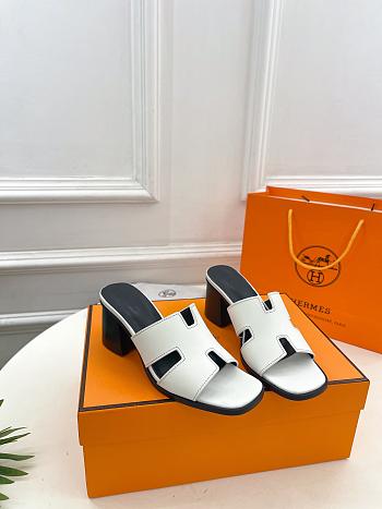 Hermes Helia Sandal White Heel 6cm