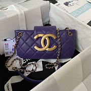 Chanel Baguette Bag Lambskin Purple 24x11.5x4.5cm - 1