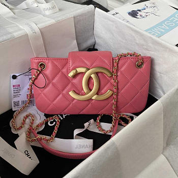 Chanel Baguette Bag Lambskin Pink 24x11.5x4.5cm