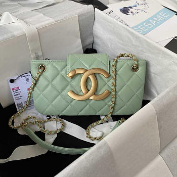 Chanel Baguette Bag Lambskin Green 24x11.5x4.5cm