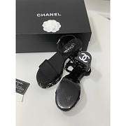 Chanel Sandals Grosgrain & Diamanté Black & Silver 9cm - 5