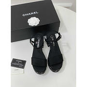 Chanel Sandals Grosgrain & Diamanté Black & Silver 9cm - 3